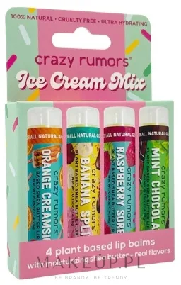 Набор бальзамов для губ Crazy Rumors Ice Cream Mix апельсин банан малина и мятный шоколад 4 x 4.25 г