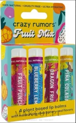 Набор бальзамов для губ Crazy Rumors Fruit Mix фруктовый пунш черника лимон и питайя 4 x 4.25 г