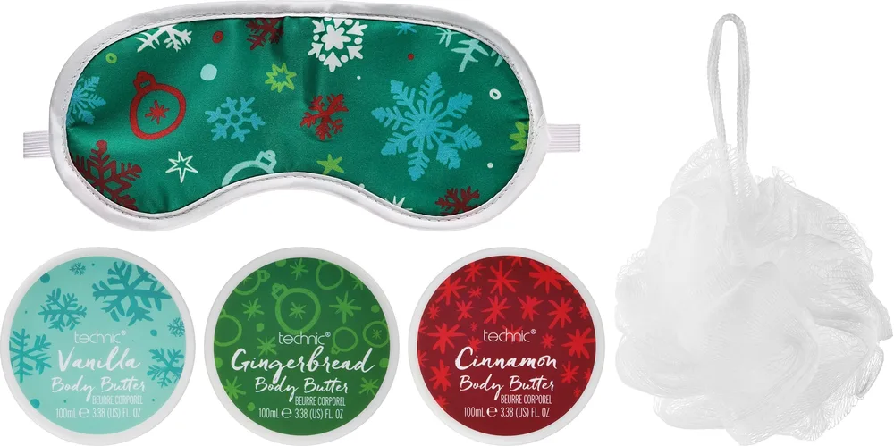 Набор для тела Technic Cosmetics Christmas Pamper из 6 средств и аксессуаров с маслом ши
