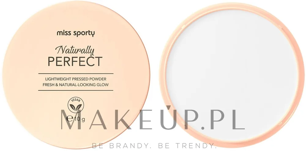 Компактная пудра Miss Sporty Naturally Perfect полупрозрачная веганская, 10 г, оттенок 001 - Translucent