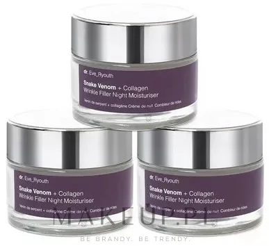 Набор из трех ночных кремов Dr. Eve_Ryouth Snake Venom + Collagen с маслом ши и арганой 3x50 мл