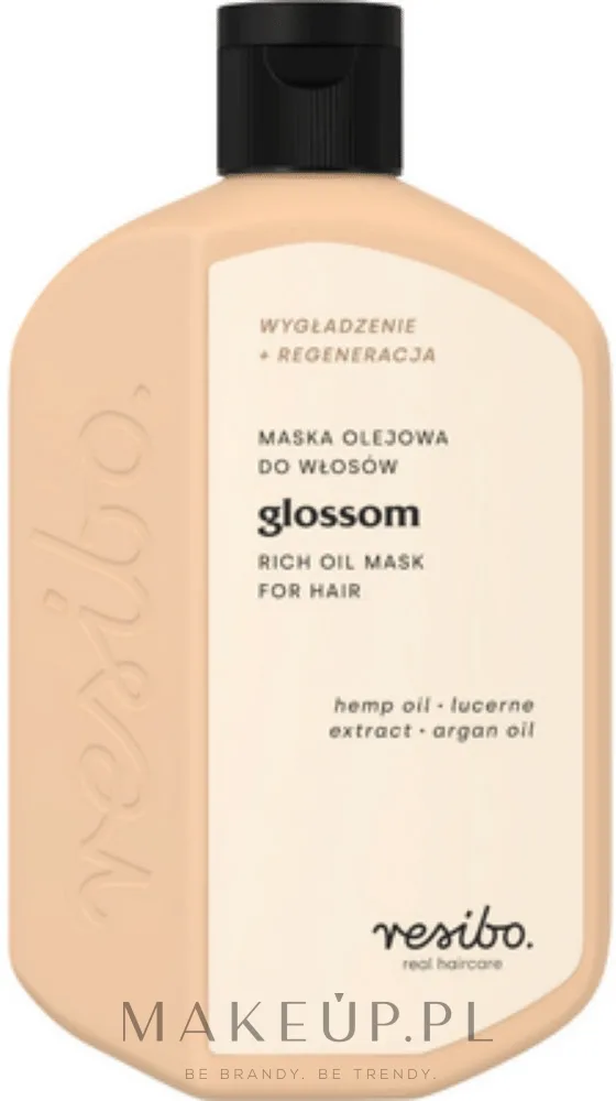 Масляная маска для волос Resibo Glossom питательная, масла винограда, аргана, тыквы, хлопка, экстракты трав, 100 мл