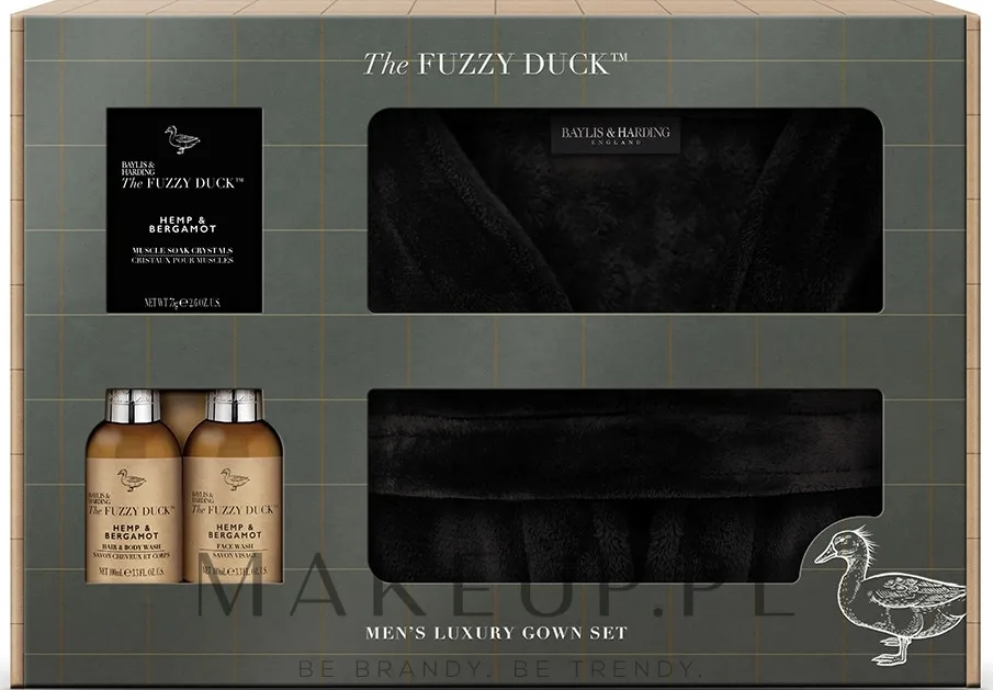 Набор Baylis & Harding The Fuzzy Duck Men's Hemp & Bergamot гель для тела 100 мл гель для умывания 100 мл соль для ванны 75 г и халат