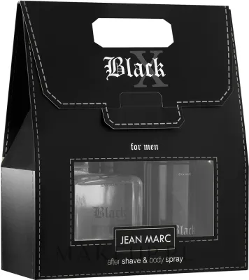 Мужской набор Jean Marc X Black дезодорант-спрей и лосьон после бритья с древесно-восточным ароматом 150+100 мл