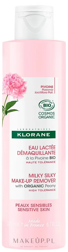 Молочко для снятия макияжа Klorane Milky Silky Make-Up Remover With Organic Peony с пионом, для чувствительной кожи, 200 мл