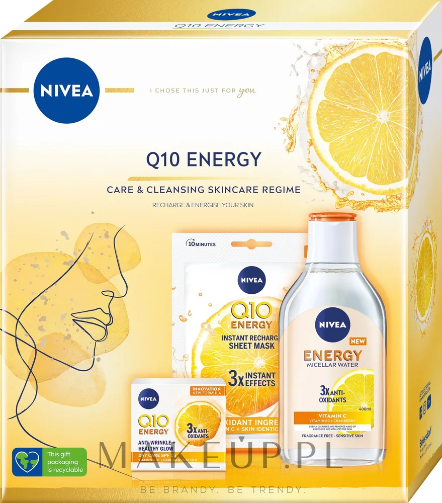 Набор NIVEA Q10 Energy дневной крем SPF15 мицеллярная вода с витамином C и тканевая маска 50+400 мл