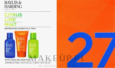 Мужской набор Baylis & Harding Citrus Lime & Mint гель для душа умывание и бальзам после бритья с ментолом 2x100+50 мл
