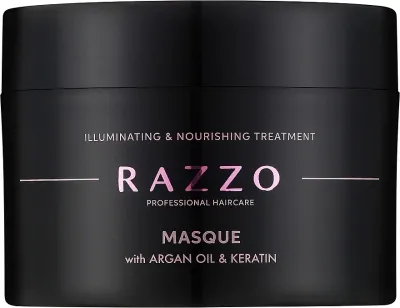 Razzo Professional Hair Care Illuminating and Nourishing Treatment Masque маска для волос питательная с маслом арганы и жожоба, уход для повреждённых волос, 250 мл
