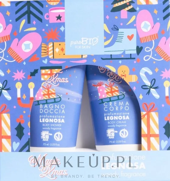 PuroBio Cosmetics PuroBio Cosmetics Magic Xmas Woody Fragrance (sh/gel/75 мл + b/cr/75 мл) - Набор PuroBio Magic Xmas гель для душа и крем для тела с календулой и ромашкой древесный аромат 2x75 мл