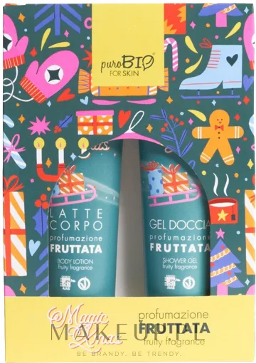 PuroBio Cosmetics PuroBio Cosmetics Magic Xmas Fruity Fragrance (sh/gel/150 мл + b/lot/150 мл) - Набор PuroBio Magic Xmas гель для душа и лосьон для тела с календулой и ромашкой фруктовый аромат 2x150 мл