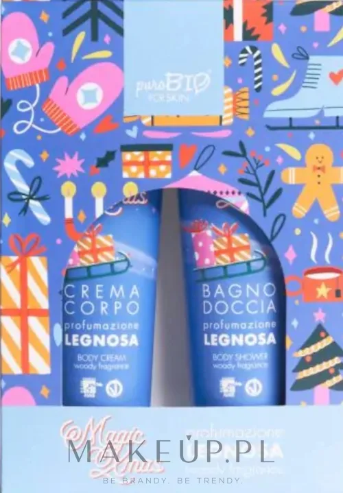 PuroBio Cosmetics PuroBio Cosmetics Magic Xmas Woody Fragrance (sh/gel/150 мл + b/cr/150 мл) - Набор PuroBio Magic Xmas гель для душа и крем для тела с календулой и ромашкой древесный аромат 2x150 мл