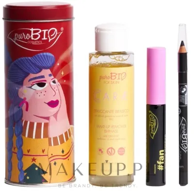 PuroBio Cosmetics Zestaw - Набор для глаз PuroBio Red Box тушь карандаш и средство для снятия макияжа с воском карнаубы 8 мл+1.3 г+100 мл