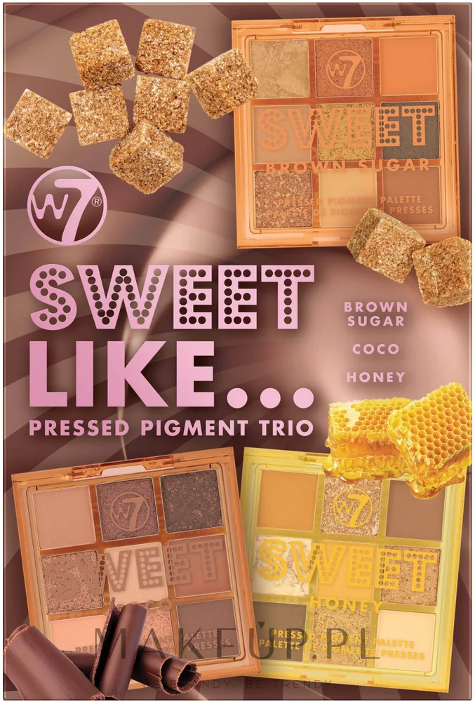 Набор палеток теней для век W7 Sweet Pressed Pigment 3 палетки по 8.1 г