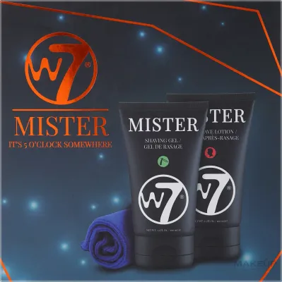 Мужской набор W7 Mister гель для бритья лосьон после бритья и полотенце из микрофибры 2x100 мл
