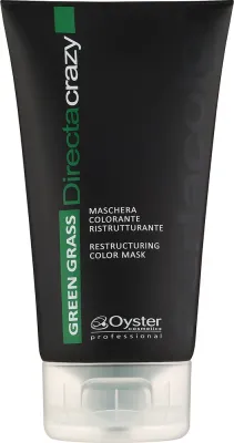 Oyster Cosmetics Oyster Cosmetics Directa Crazy Green Grass - Тонирующая маска для волос Oyster Directa Crazy зелёная, прямой пигмент, масло оливы, какао, экстракт имбиря, 150 мл