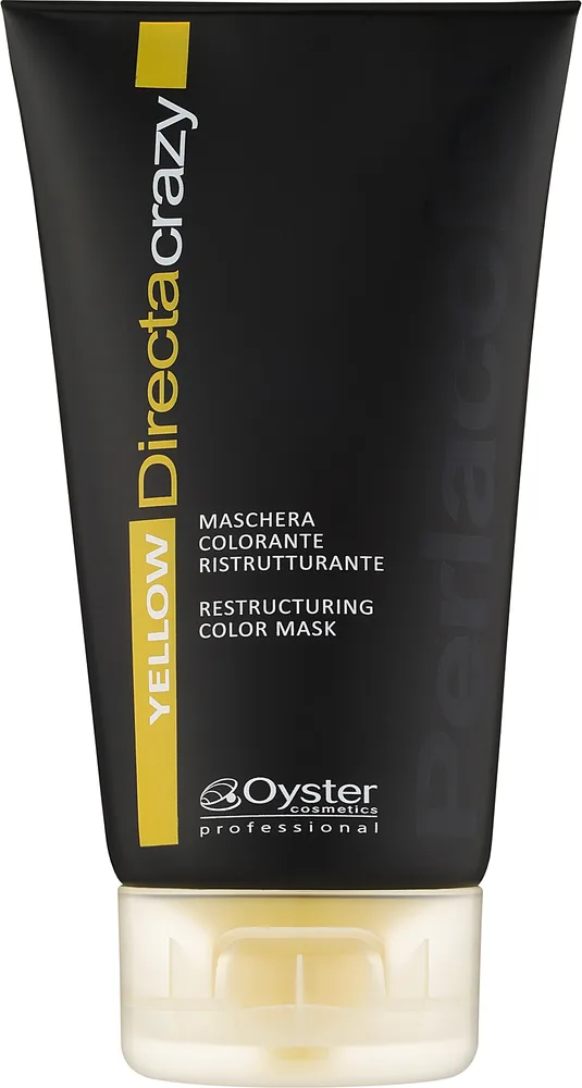 Oyster Cosmetics Oyster Cosmetics Directa Crazy Yellow - Тонирующая маска для волос Oyster Directa Crazy жёлтая, прямой пигмент, масло оливы, какао, экстракт имбиря, 150 мл