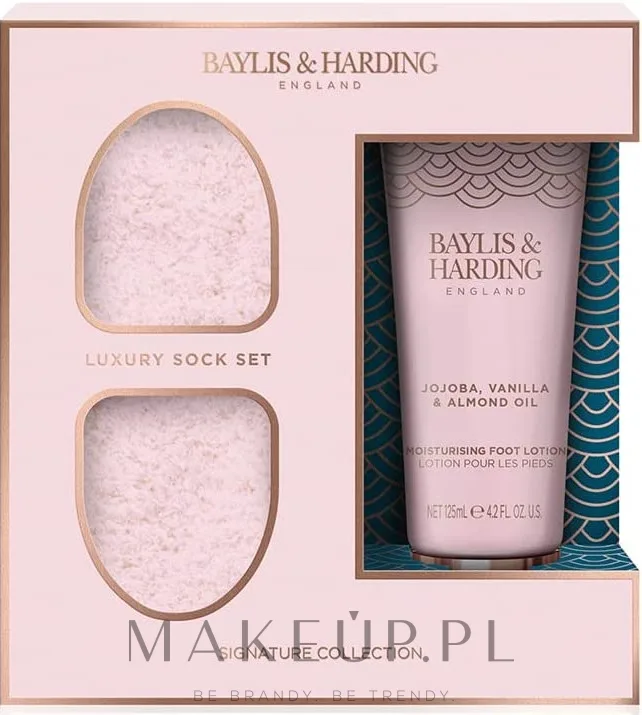 Baylis & Harding Baylis & Harding Jojoba, Vanilla & Almond Oil Foot Set (f/lot/125 мл + socks/2pcs) - Набор для ухода за стопами Baylis and Harding Jojoba, Vanilla and Almond Oil Foot Set: лосьон для ног 125 мл и носки, 2 шт
