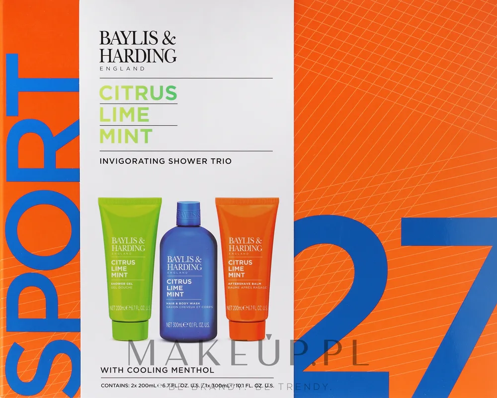 Мужской набор Baylis & Harding Citrus Lime & Mint гель для душа гель для волос и тела и бальзам после бритья 2x300+200 мл