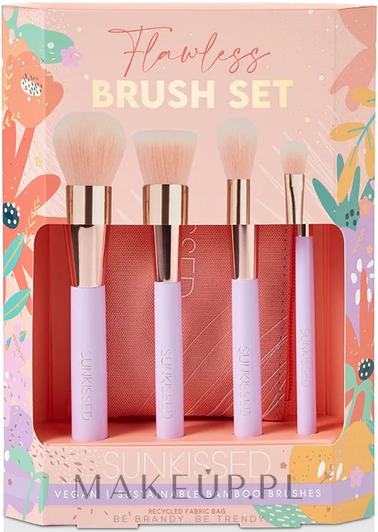 Набор кистей для макияжа Sunkissed Flawless Brush Set 4 шт. с косметичкой