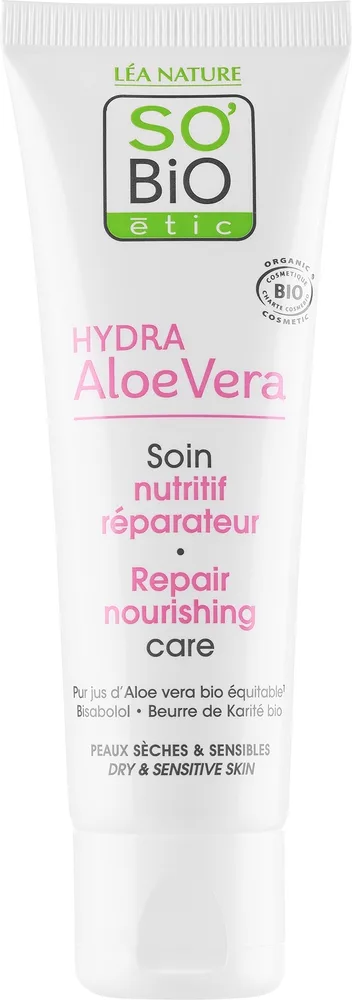 Гель для лица So'Bio Etic Hydra Aloe Vera для чувствительной и сухой кожи, с алоэ вера, 50 мл