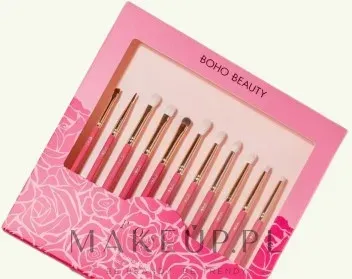 Набор кистей для макияжа глаз Boho Beauty Rose Touch Set 11 шт. из козьего ворса