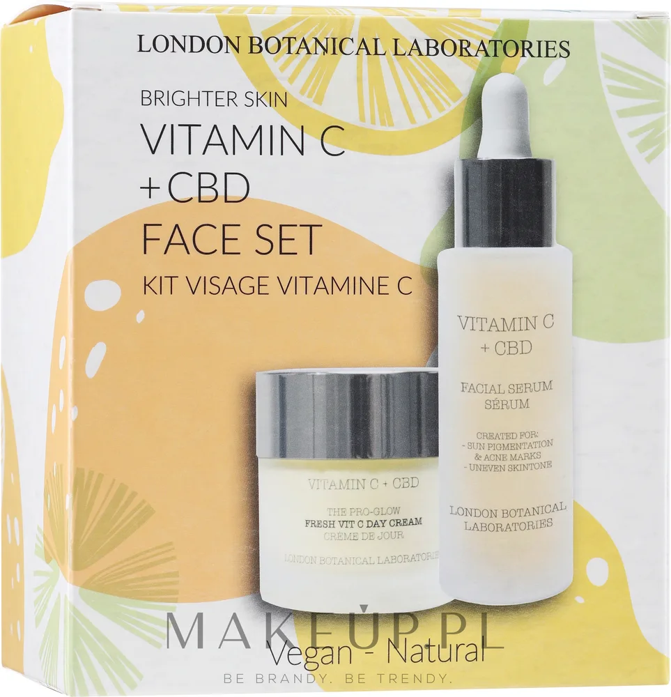 London Botanical Laboratories London Botanical Laboratories Vitamin C + CBD Face Set (cr/50 мл + serum/30 мл) - Набор London Botanical Vitamin C + CBD крем и сыворотка с витамином C ананасом и гиалуроном 50+30 мл