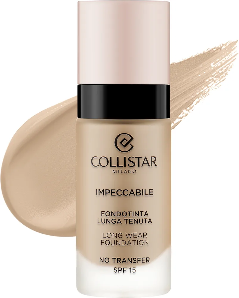 Тональная основа Collistar Impeccabile Long Wear No Transfer стойкая матирующая веганская SPF 15, 30 мл, оттенок 2N - Beige