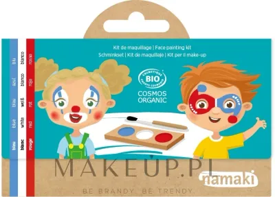 Namaki Clown and Harlequin Face Painting Kit набор для аквагрима детский 3 цвета, кисть и инструкции, натуральный состав 7,5 г
