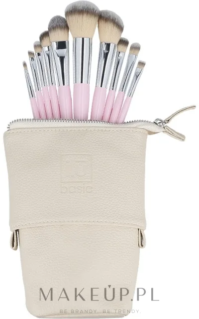 Набор кистей для макияжа ILU Brush Set 10 шт. розовый с чехлом