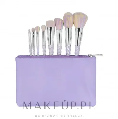Набор кистей для макияжа ILU Brush Set 8 шт. фиолетовый с косметичкой единорог