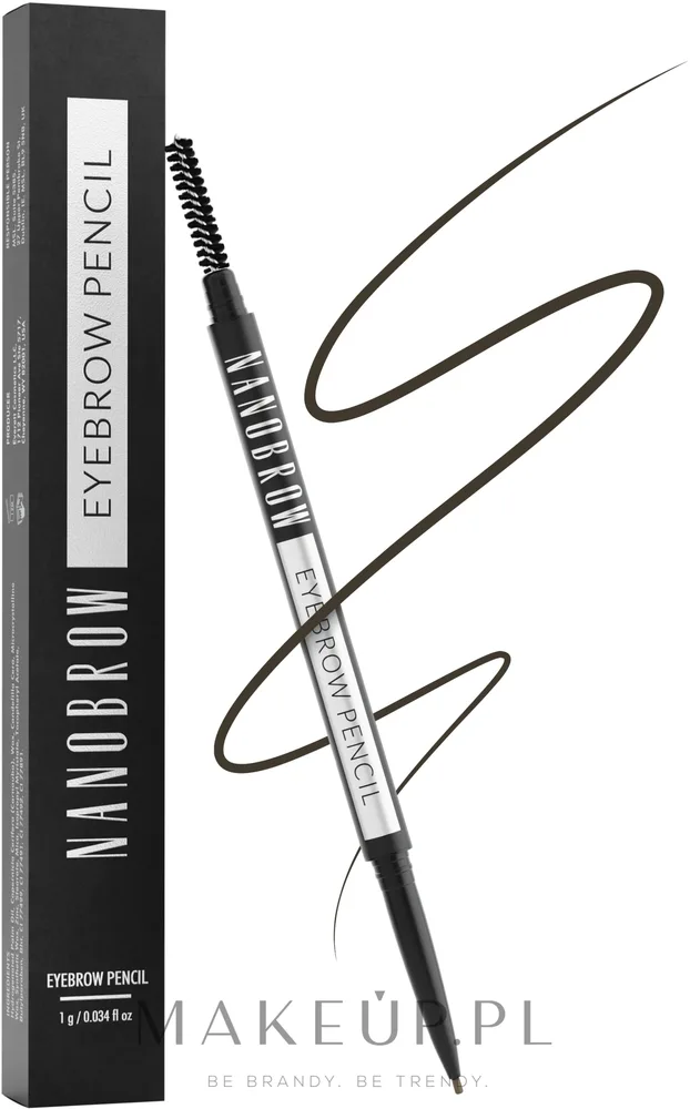 Карандаш для бровей Nanobrow Eyebrow Pencil двусторонний, с щёточкой для растушёвки, 1 г, оттенок Dark Brown