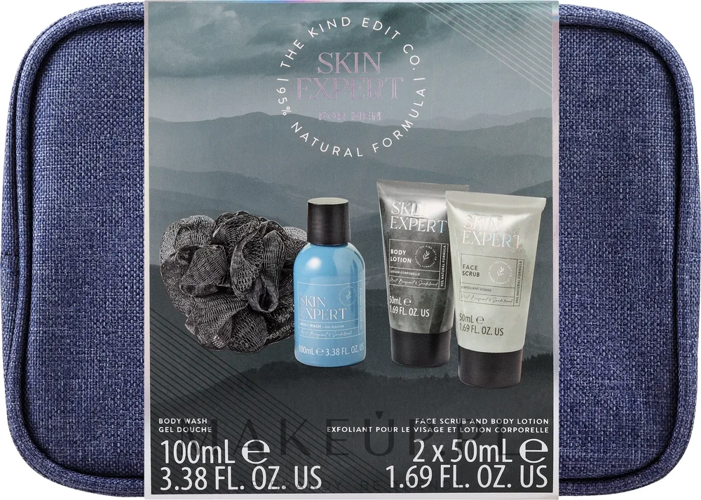 Набор The Kind Edit Co Skin Expert Travellers Bag гель для тела 100 мл гель для умывания 50 мл лосьон 50 мл губка и косметичка