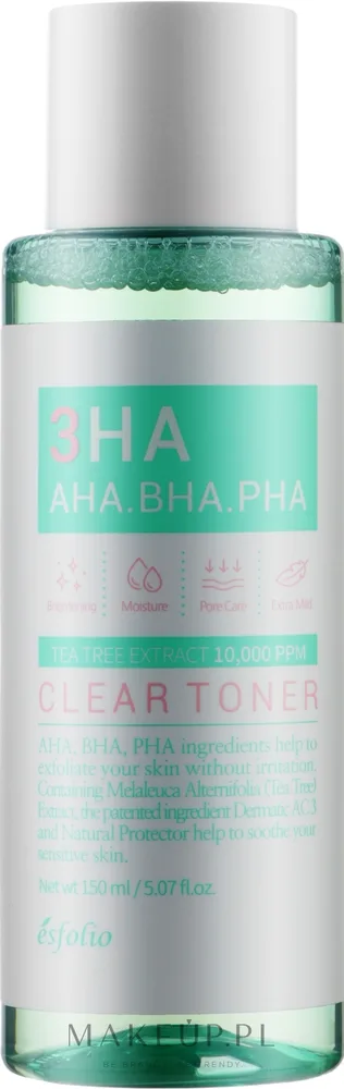 Тоник для лица Esfolio 3HA Clear Toner с AHA, BHA и PHA кислотами и чайным деревом, 150 мл
