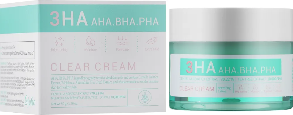 Крем для лица Esfolio 3HA Clear с AHA, BHA и PHA кислотами