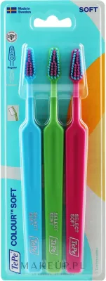 Набор зубных щеток TePe Colour Soft 3 шт мягкая щетина синяя зеленая и алая