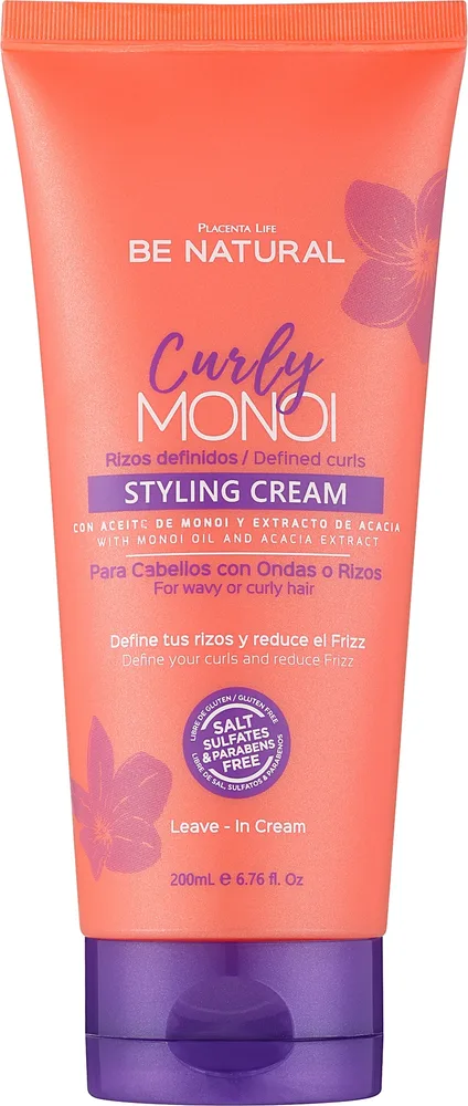 Крем для волос Placenta Life Curly Monoi для кудрявых, определяющий, с маслом монои, без сульфатов, 250 мл