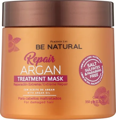 Маска для повреждённых волос Placenta Life Repair Argan ревитализирующая, аргановое масло, витамин E, глицерин, 350 г