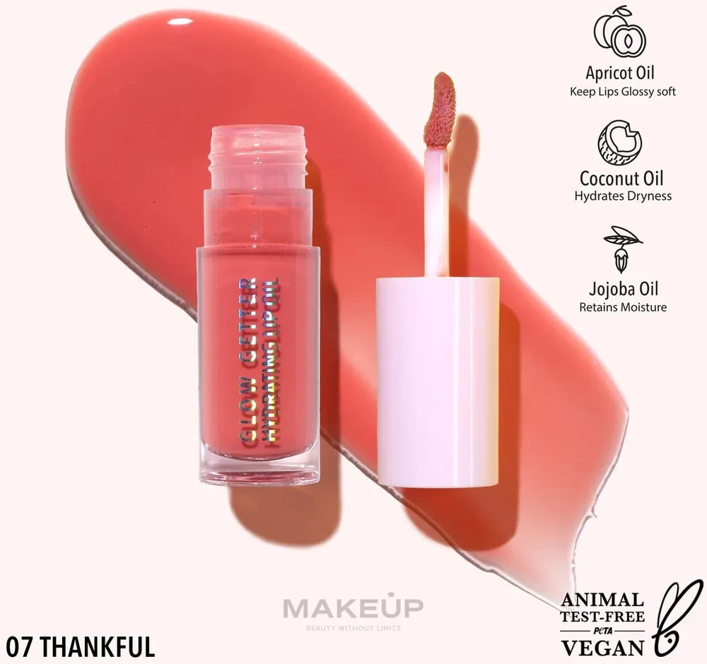 Масло для губ Moira Glow Getter Hydrating увлажняющее, оттенок 007 - Thankful