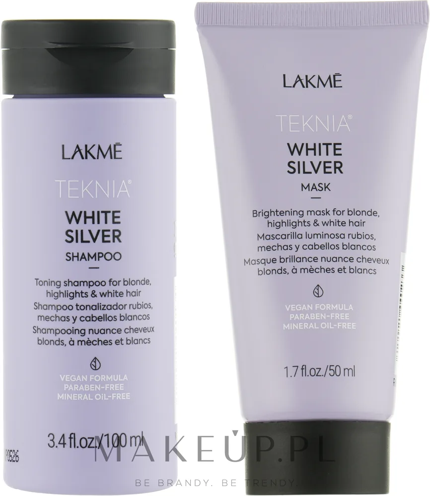 Тонирующий набор Lakme Teknia White Silver шампунь и маска против желтизны для светлых волос 100+50 мл