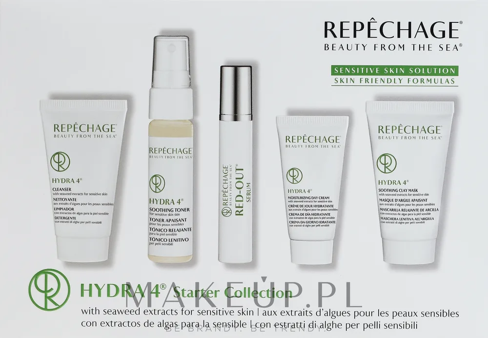 Набор Repechage Hydra 4 очищающее средство тоник сыворотка и крем с морскими водорослями 30+29+10 мл