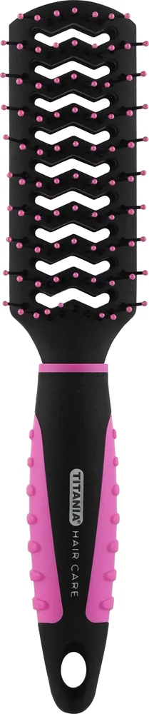 Мини-щётка для волос Titania Hair Care Skeleton Hair Brush 9 рядов чёрно-розовая
