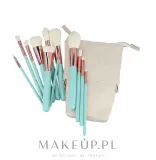 Набор кистей для макияжа ILU Basic Mu Turquoise Makeup Brush Set 12 шт. в белом чехле — фото 4