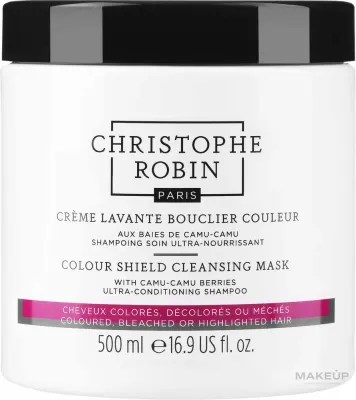 Очищающая маска для окрашенных волос Christophe Robin Color Shield камю-камю, макадамия, зелёный чай, моринга, 250 мл