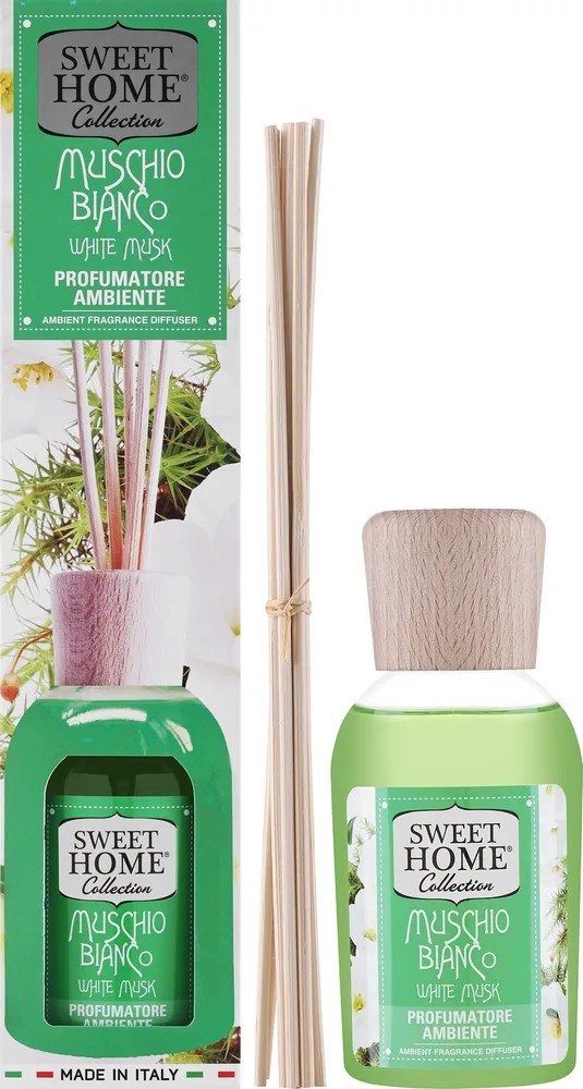 Sweet Home Collection Sweet Home Muschio Bianco Aroma Difuzer - Диффузор ароматический Sweet Home Muschio Bianco Aroma Difuzer для дома, аромат белого мускуса, 250 мл