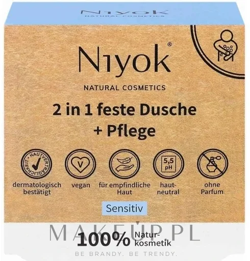 Мыло твёрдое для душа Niyok 2-in-1 Solid Shower Bar для чувствительной кожи, 80 г