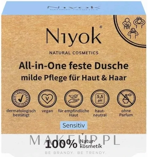 Мыло твёрдое для душа Niyok Solid Shower Bar Sensitive All-in-One, 80 г