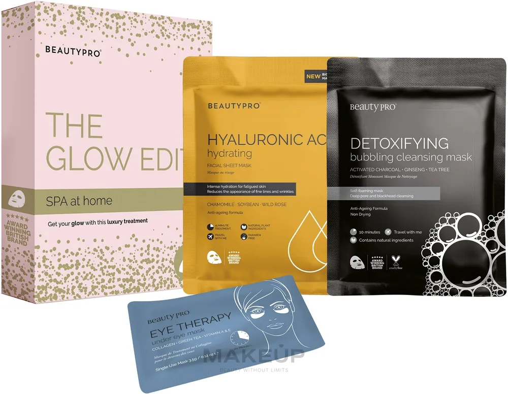 Набор BeautyPro Spa At Home маска для лица коллагеновые патчи и очищающая маска с углем 18+3.5 г