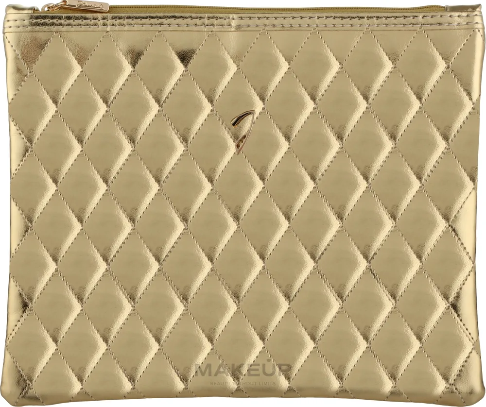 Косметичка Janeke Golden Quilted Pouch стеганая золотистая большая 22х17 см