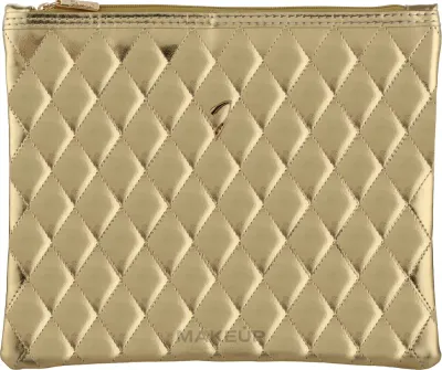 Косметичка Janeke Golden Quilted Pouch стеганая золотистая большая 22х17 см