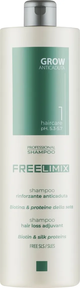 Шампунь Freelimix Grow против выпадения волос с биотином, протеинами шёлка, ментолом, 250/1000 мл, Италия